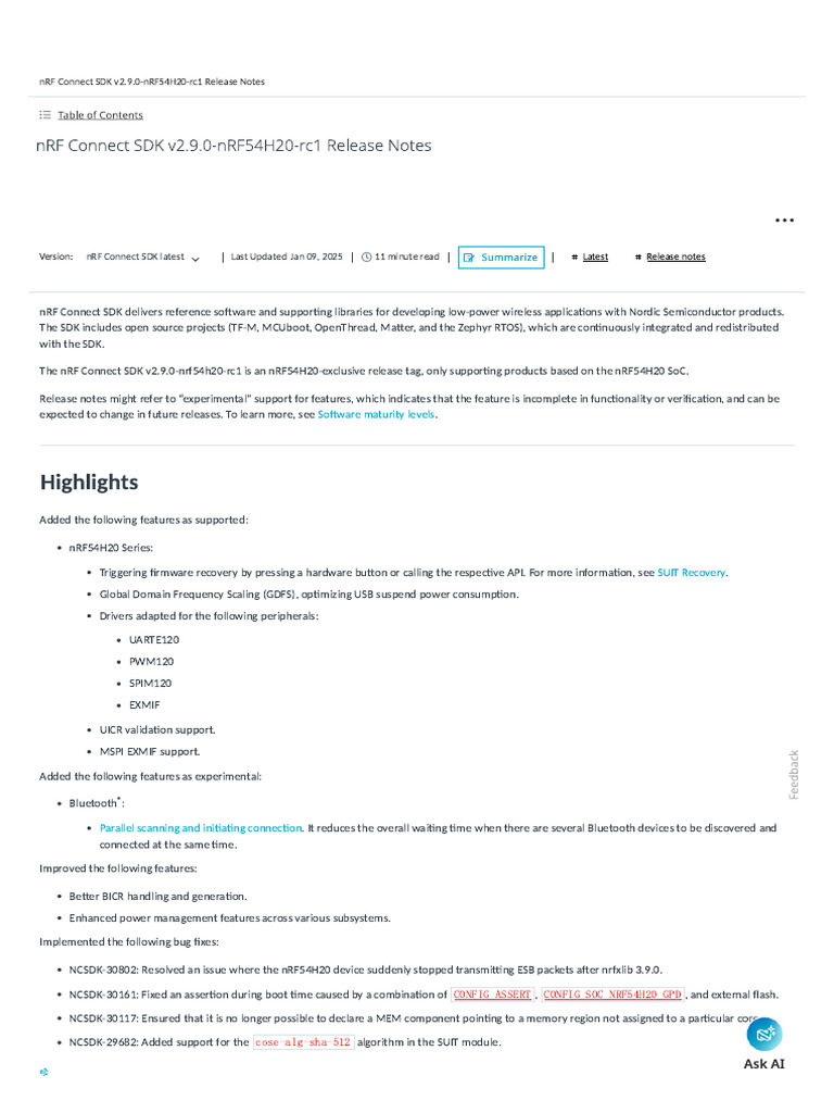 NRF Connect SDK v2.9.0 - Release | PDF