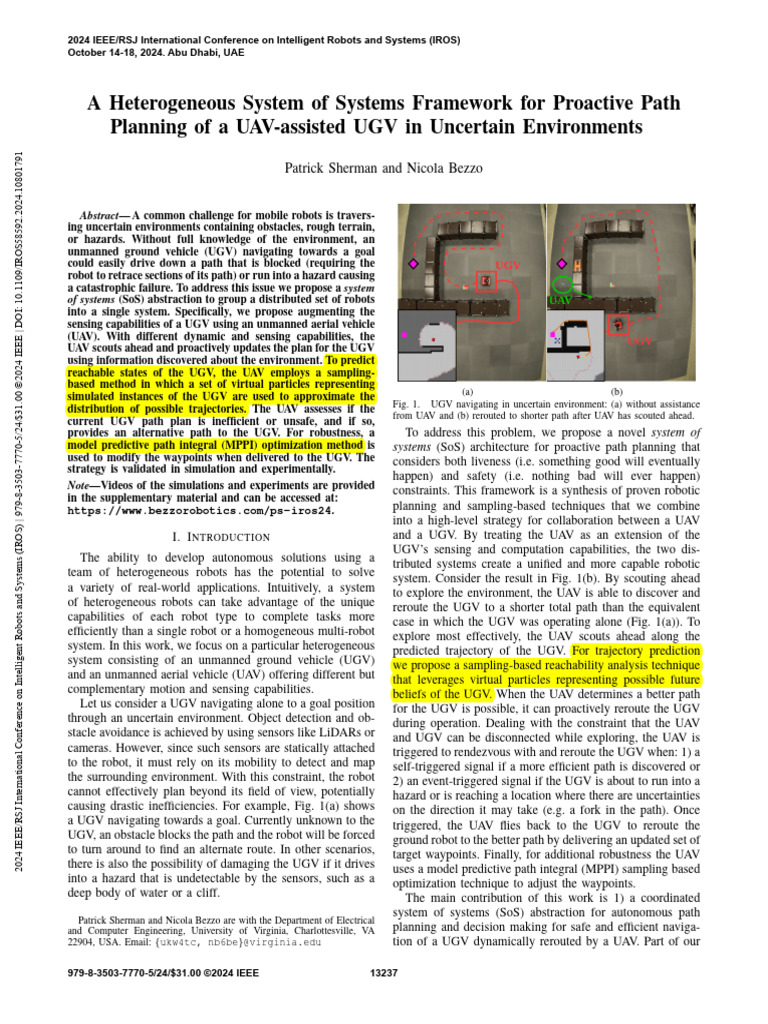UAV-UGV Path Planning in Uncertain Environments | PDF | Unmanned Aerial ...