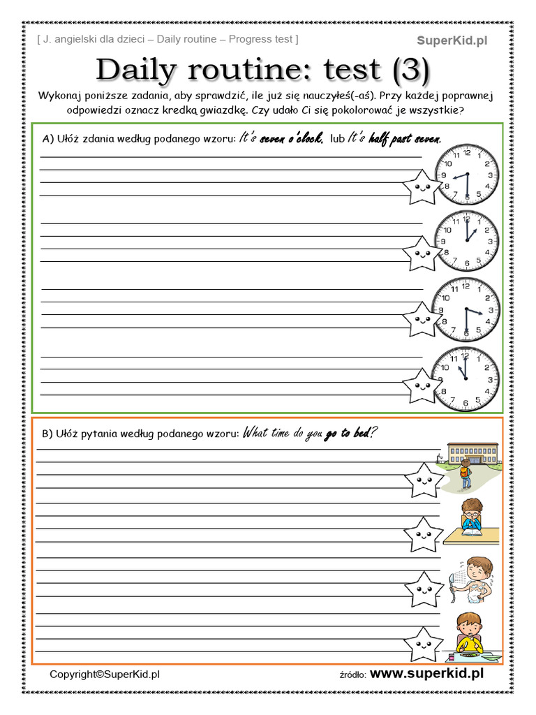 Ang Poziom1 Daily Routine Test 1 3 | PDF