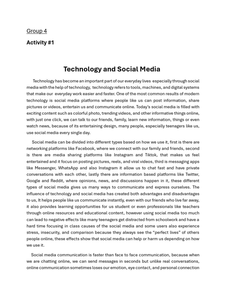 Impact of Technology on Social Media Use | PDF | Social Media | Popular ...
