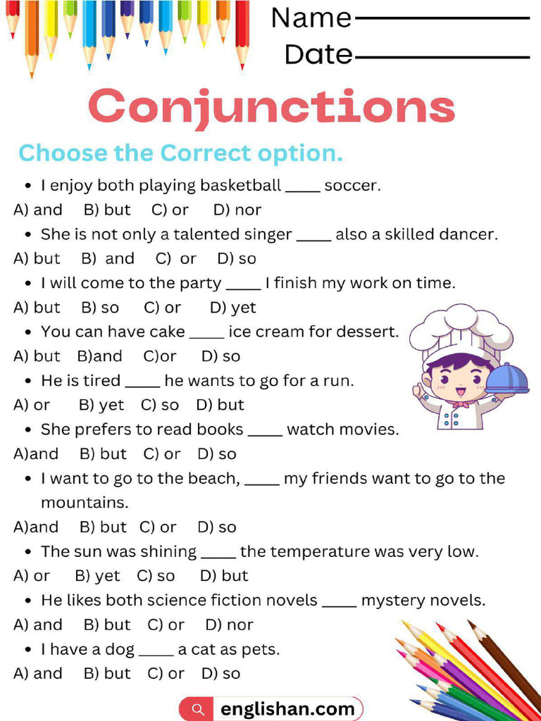 Conjunctions Practice Worksheet | PDF | Chess Theory | Chess