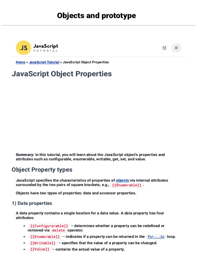 JavaScript Object Properties Explained | PDF | Java Script | Variable ...