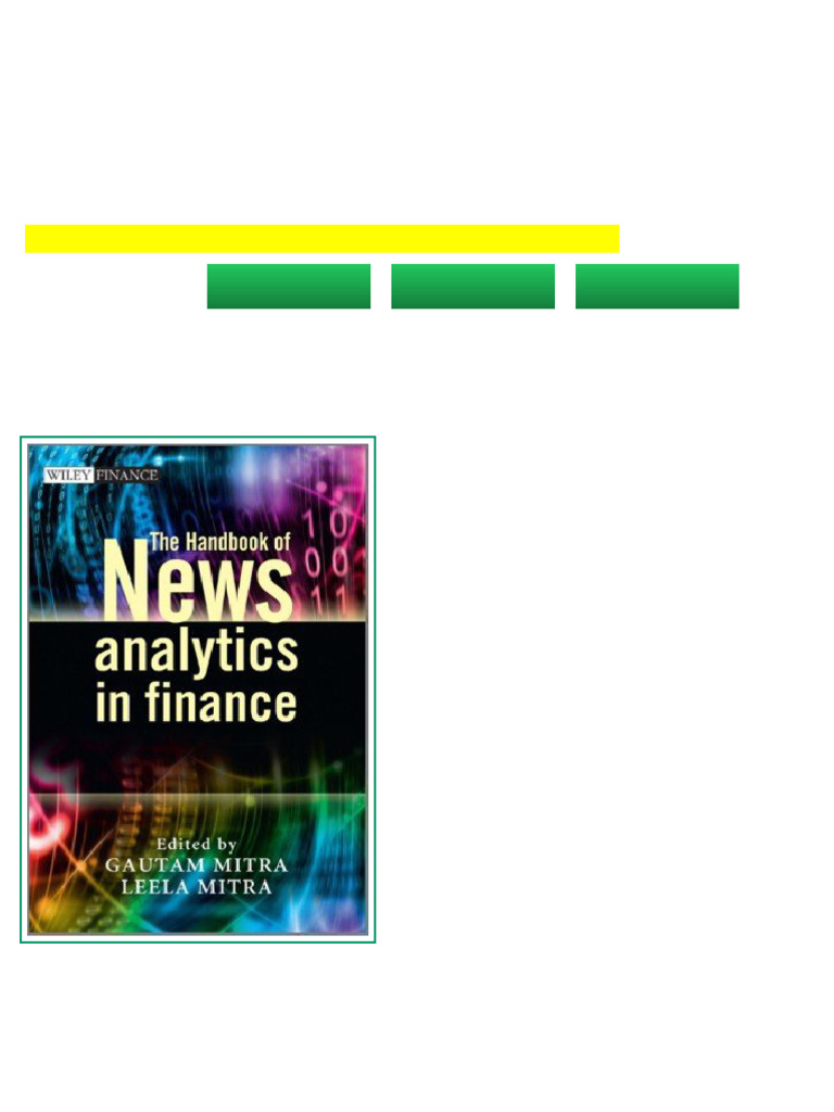 The Handbook of News Analytics in Finance 1st Edition Gautam Mitra ...