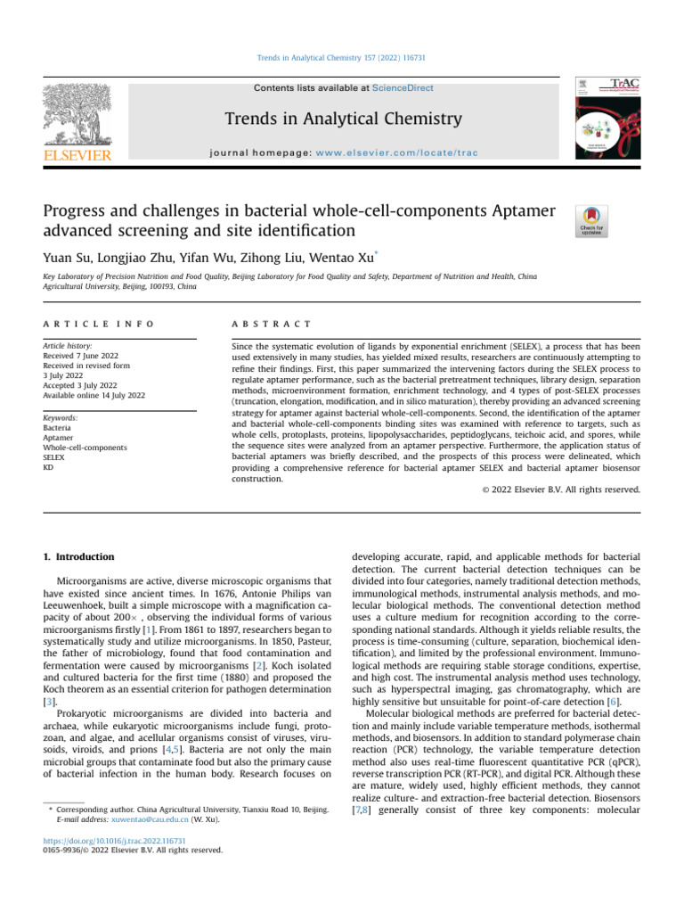 Bacterial Aptamer Screening Advances | PDF | Polymerase Chain Reaction ...