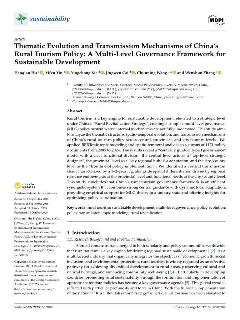 Sustainability 17 09187 | PDF | Governance | Policy
