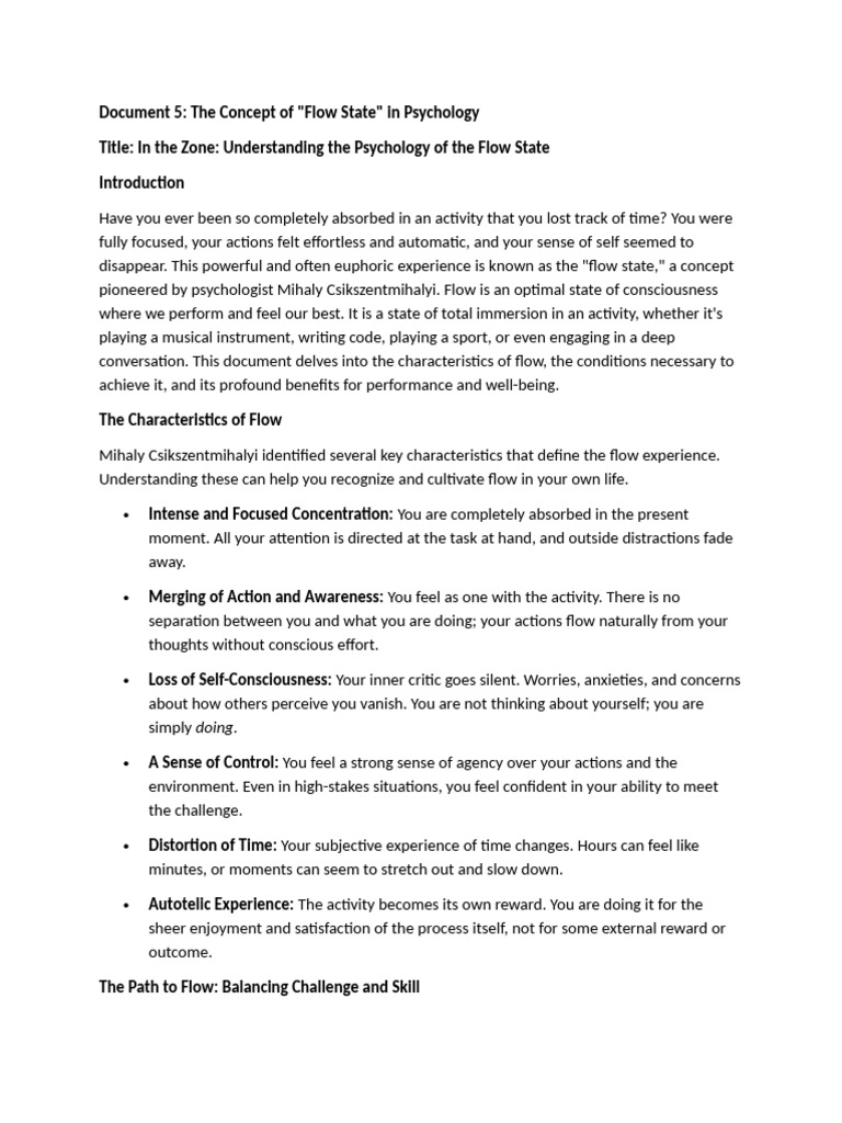 Understanding Flow State in Psychology | PDF | Flow (Psychology ...