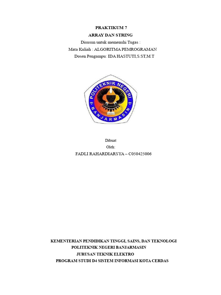 Praktikum Array dan String Pemrograman C | PDF