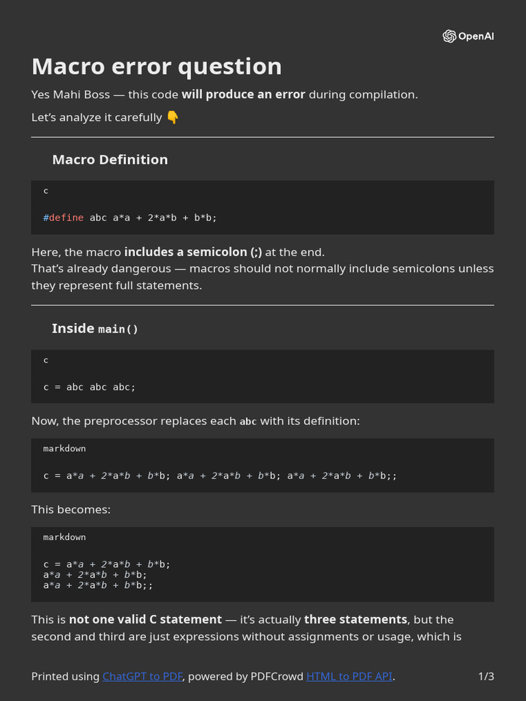 Fixing C Macro Syntax Errors | PDF