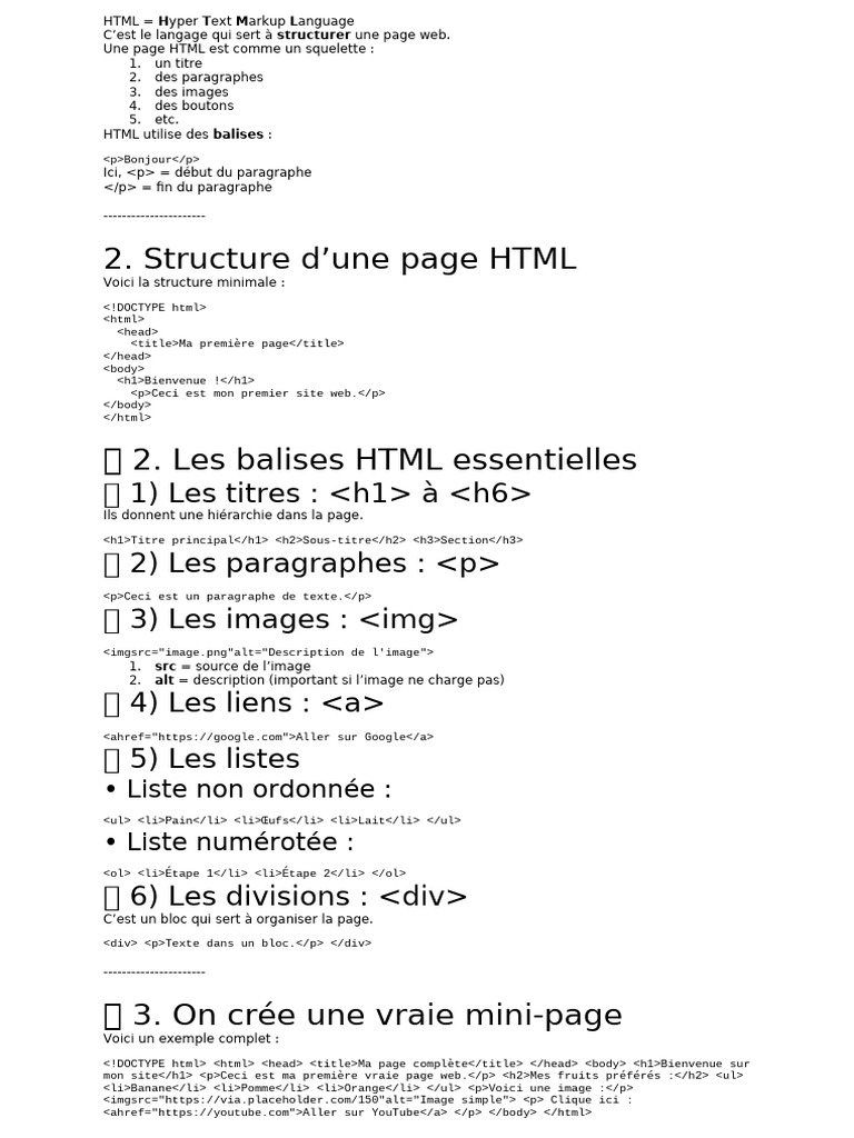 Introduction au langage HTML | PDF