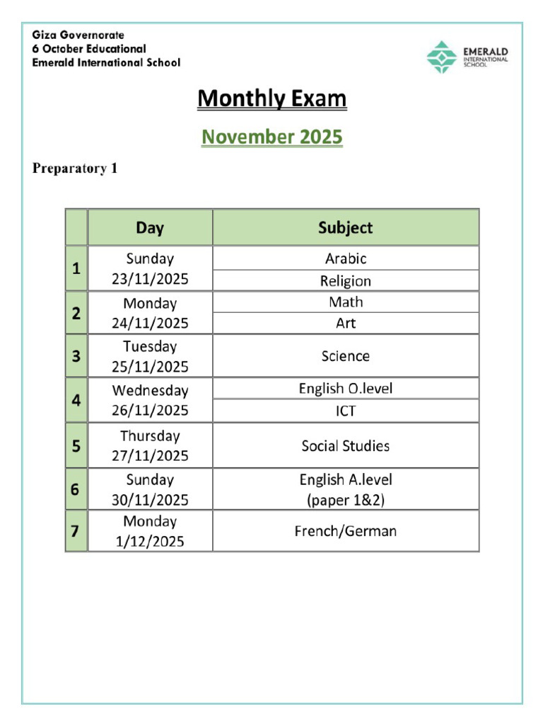 Monthly Exam Prep | PDF