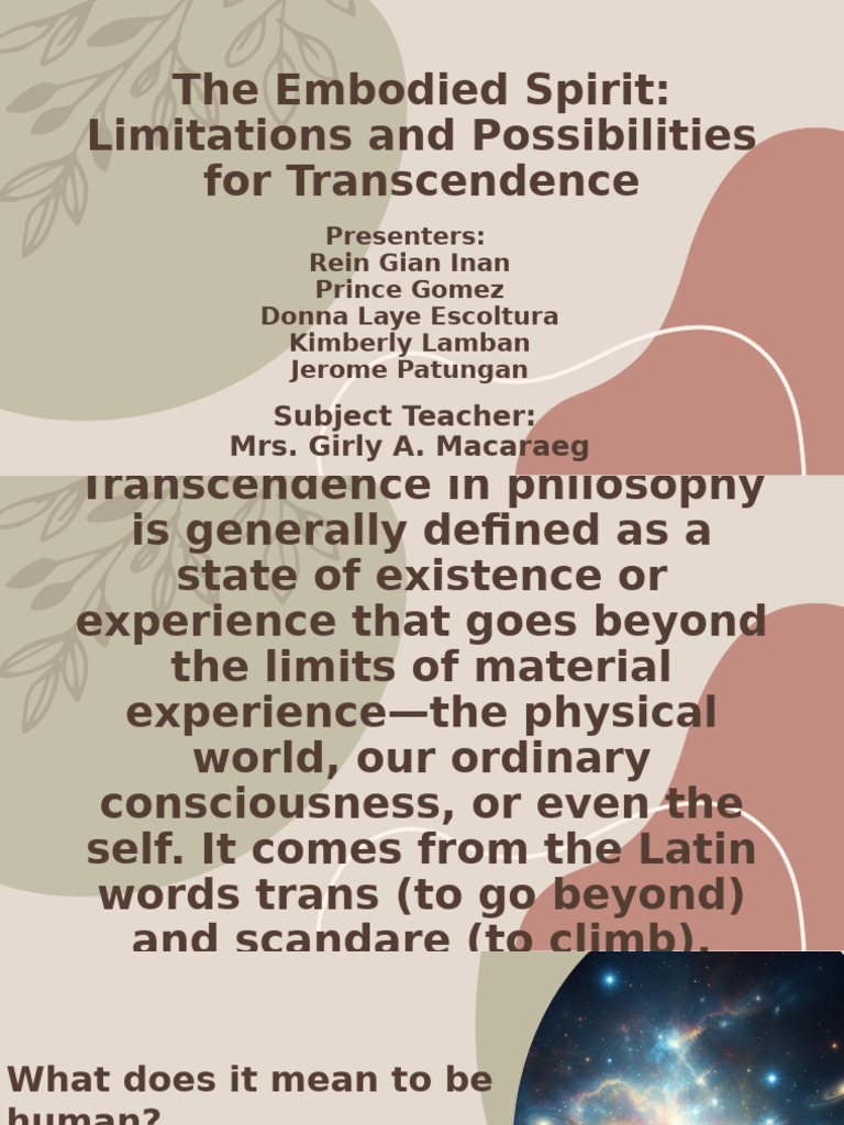 Philosophy Group 3 New | PDF | Transcendence (Philosophy) | Epistemology