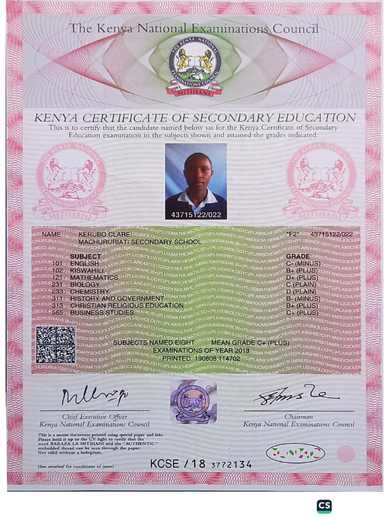 Form Four Cert | PDF