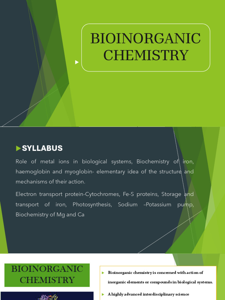 Bioinorganic Chemistry Overview | PDF | Iron | Calcium