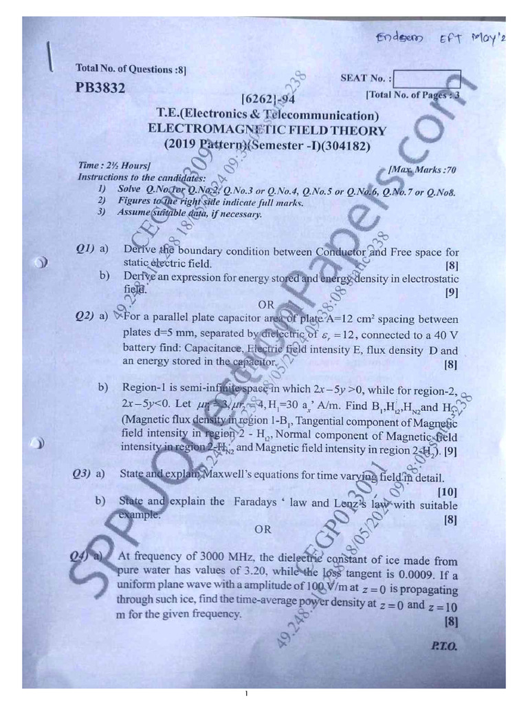 EFT Endsem May 24 Solution | PDF