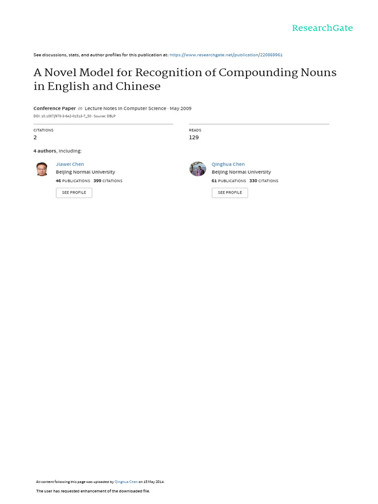 Compounding Noun Recognition Model | PDF | Cognitive Science | Neuroscience