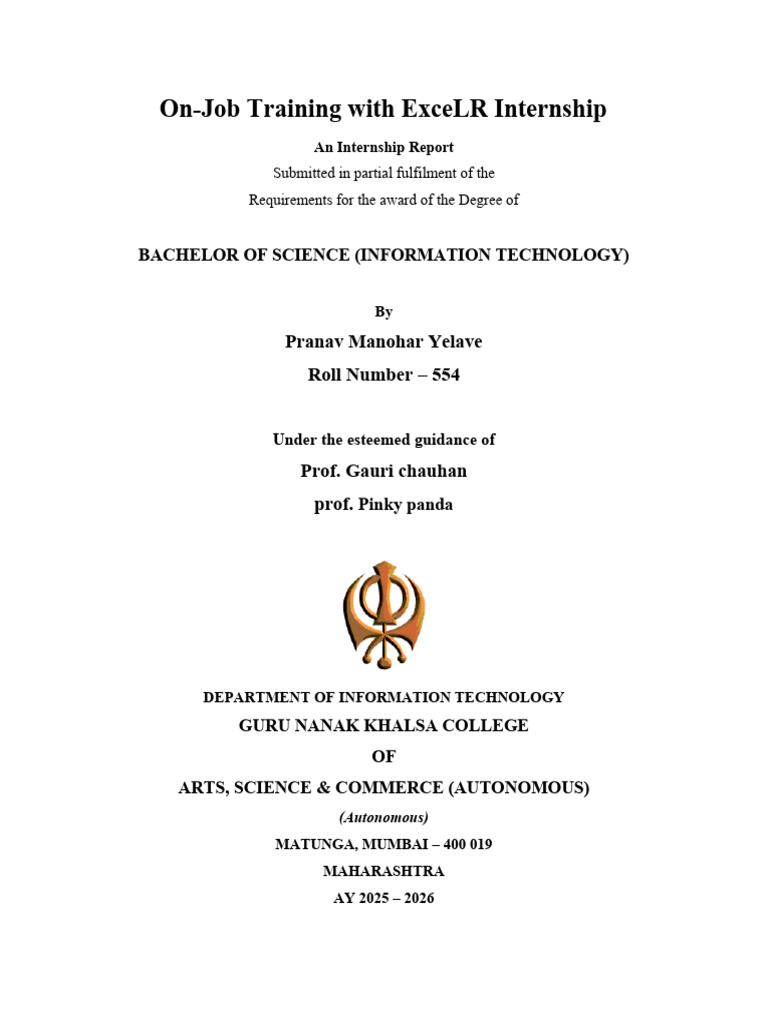 ExceLR Internship Report on AIML Training | PDF | Machine Learning ...