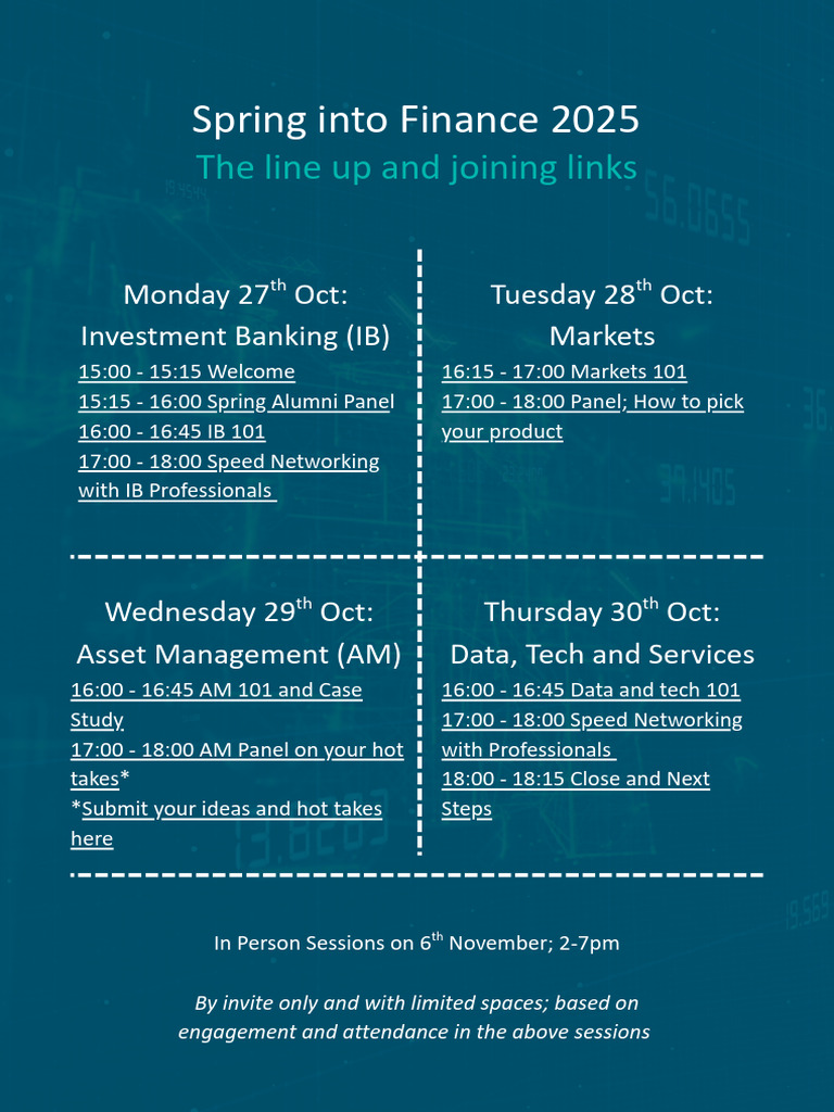 Spring Finance 2025 Event Schedule | PDF