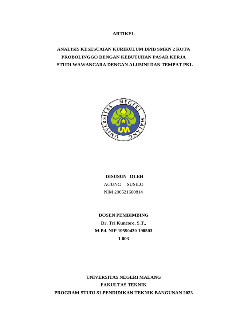 Kesesuaian Kurikulum DPIB SMKN 2 Probolinggo | PDF