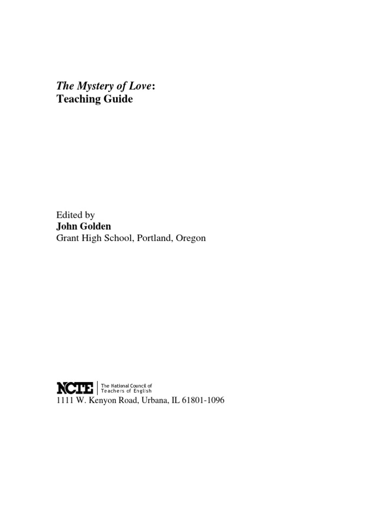 The Mystery of Love Teaching Guide PDF Friendship Reading (Process)