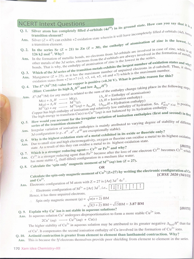 Class 12 Chem D and F Block | PDF
