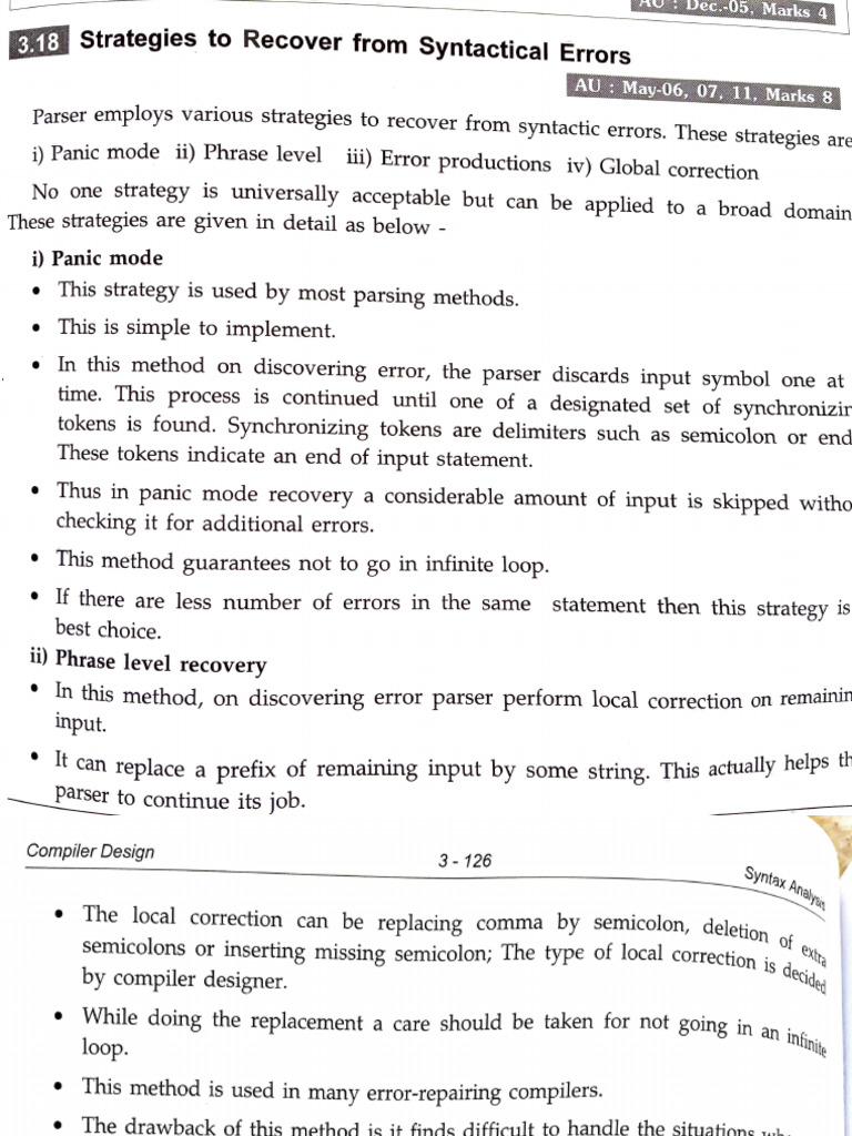 Syntactic Error Recovery Strategies | PDF | Parsing | Computer Programming