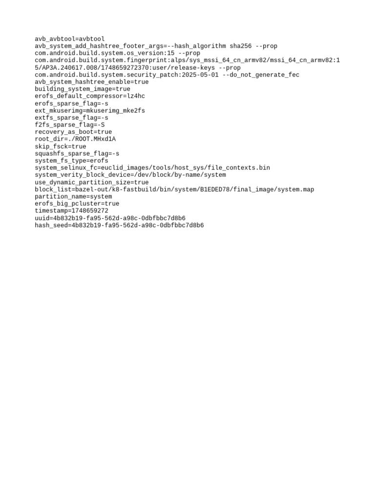 Android System Image Build Configuration | PDF