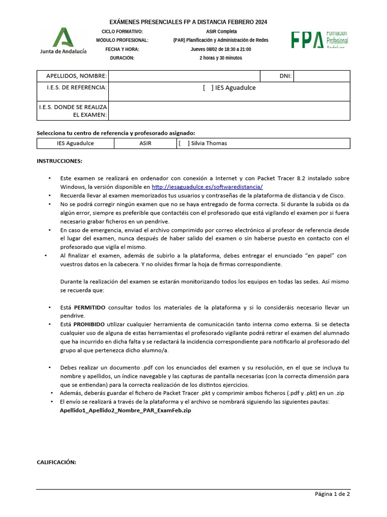 Instrucciones Asirc Par Examen Feb-2023-2024 | PDF | Red de ...