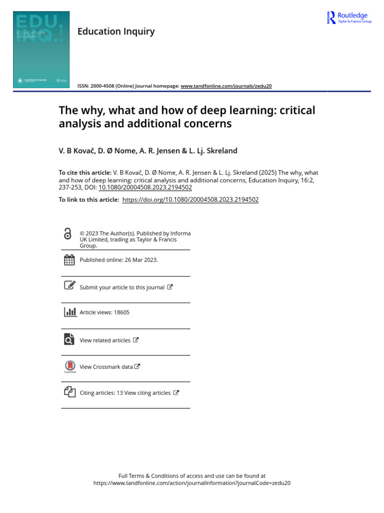 Deep Learning in Education: Analysis & Concerns | PDF | Learning ...