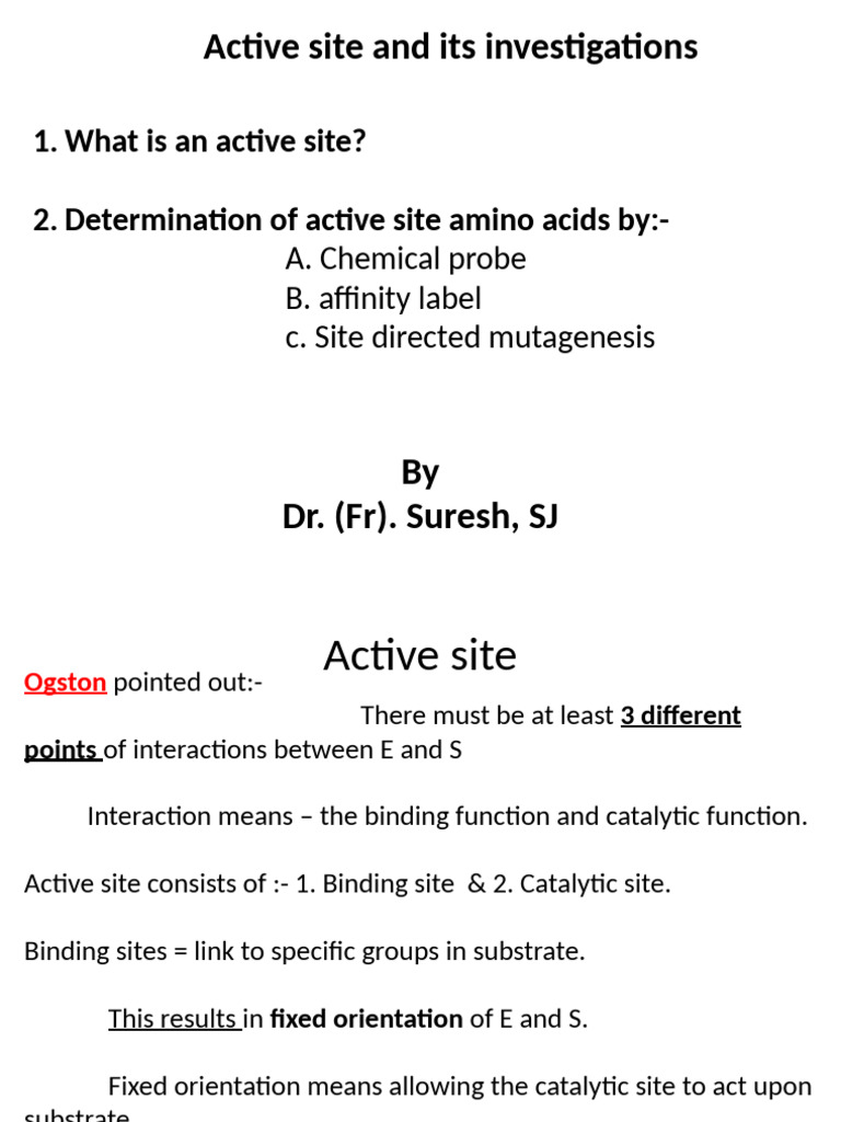 Understanding Active Sites in Enzymes | PDF | Active Site | Enzyme
