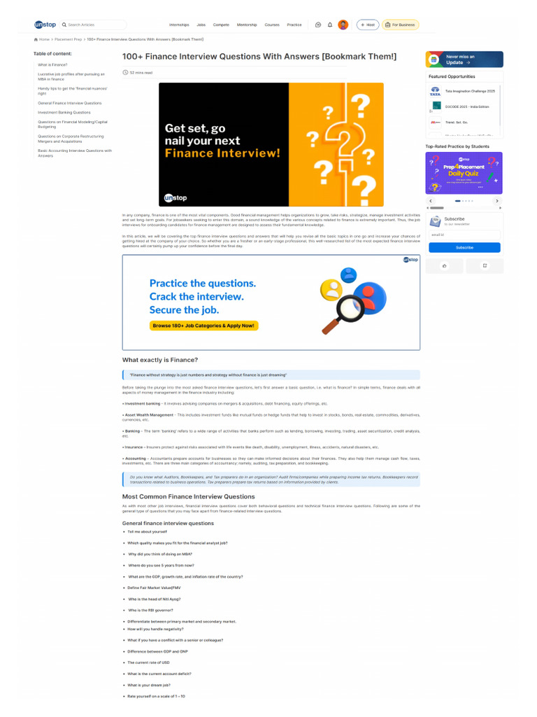 Unstop.com- Finance Interview Questions With Answers Unstop ...