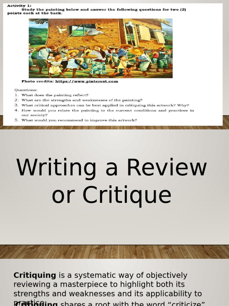 Week 6 and 7 Writing A Critique | PDF | Marxism | Feminism