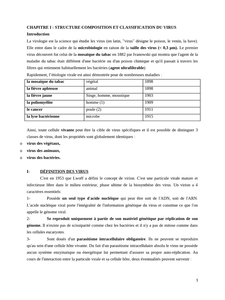 Structure et classification des virus | PDF | Virologie | Virus