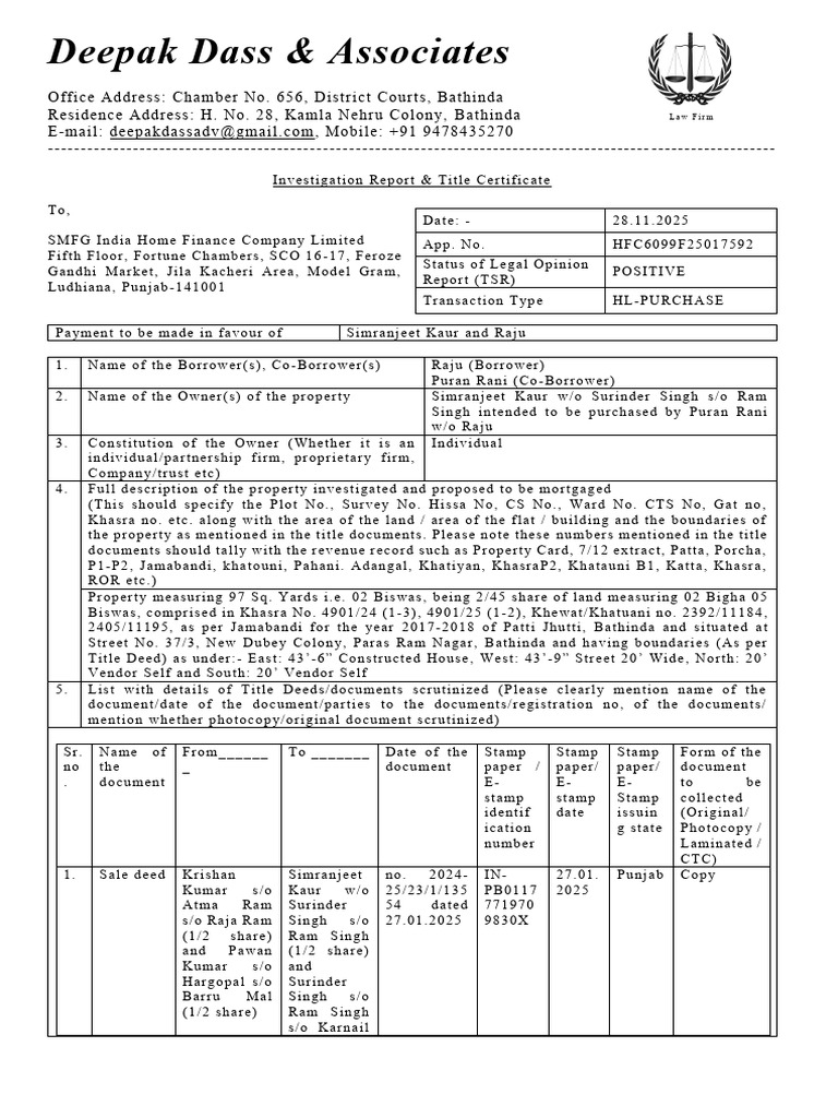 Raju Purchase Case 1 | PDF