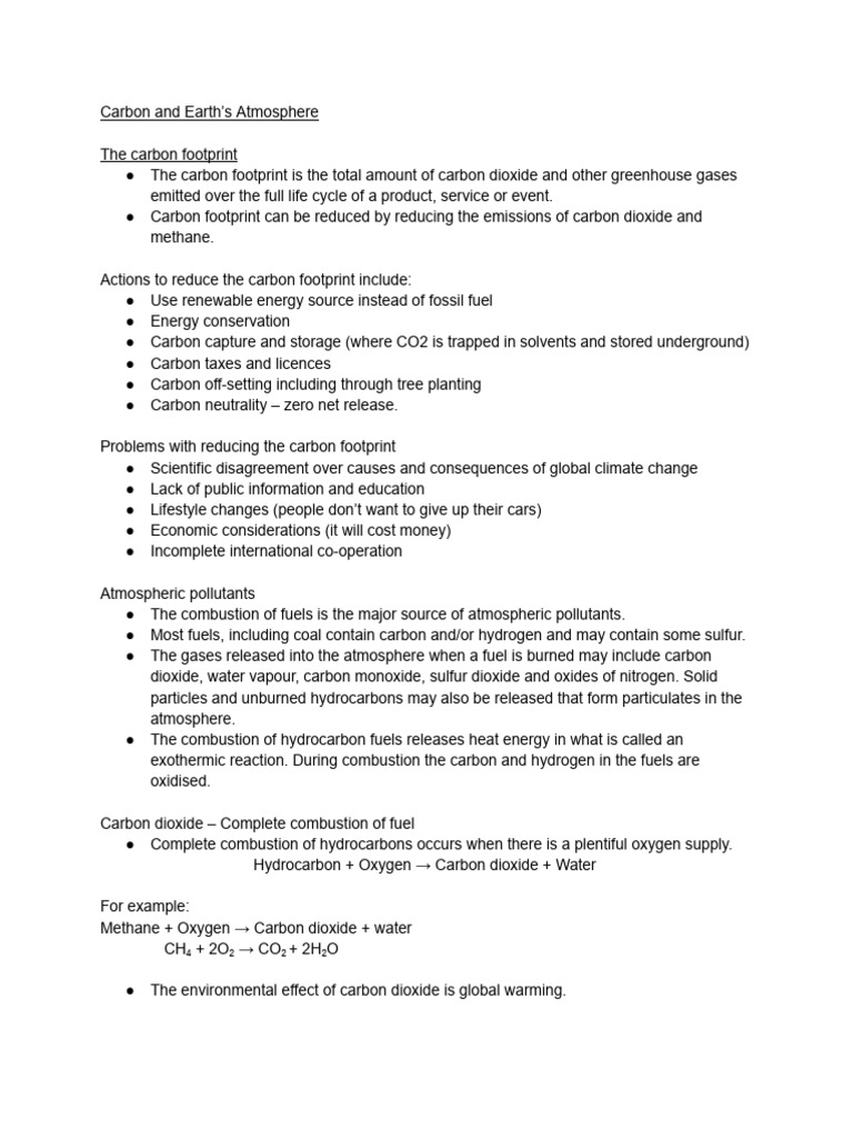 Understanding Carbon Footprint and Pollution | PDF | Combustion ...