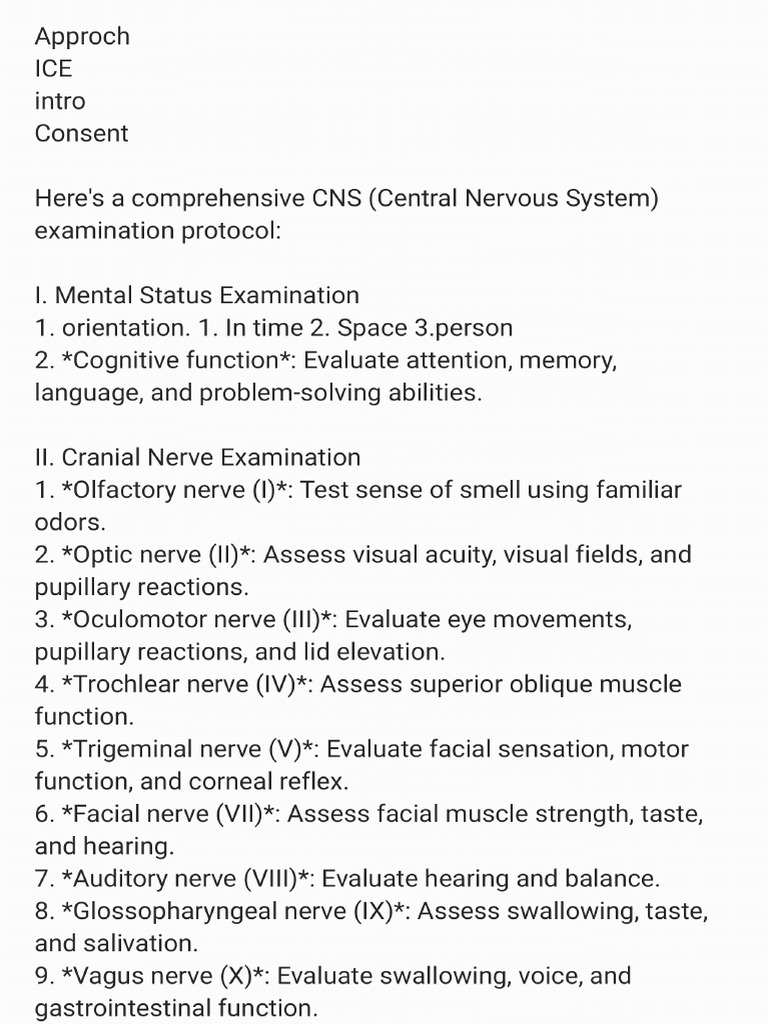 CNS Examination | PDF