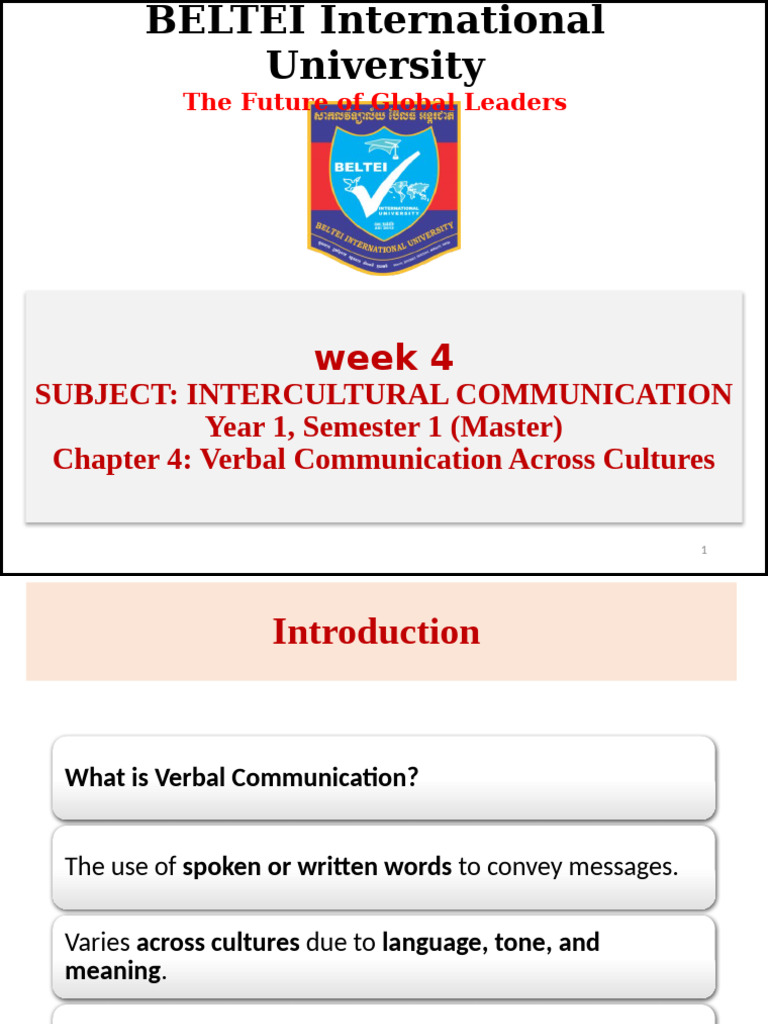 Verbal Communication in Intercultural Contexts | PDF | Communication ...
