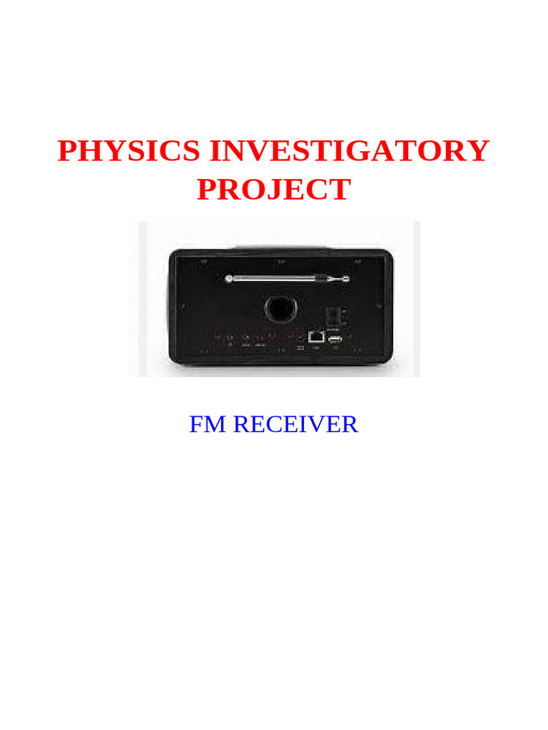FM Receiver Project for Physics Class XII | PDF | Frequency Modulation ...