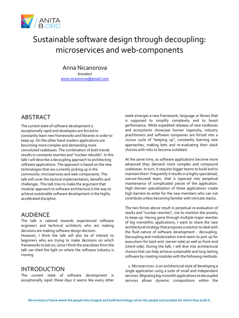 Sustainable Software with Microservices | PDF | Software Development ...