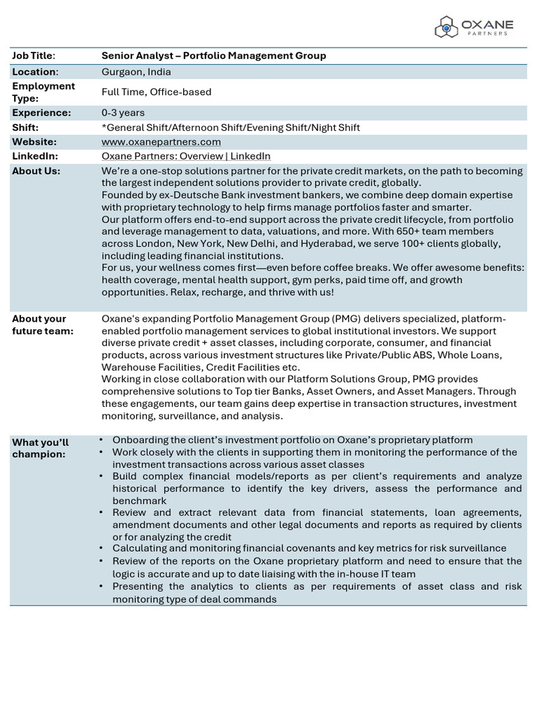 Senior Analyst Role in Portfolio Management | PDF | Investment ...