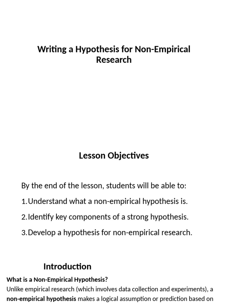 Crafting Non-Empirical Hypotheses | PDF | Hypothesis | Reality
