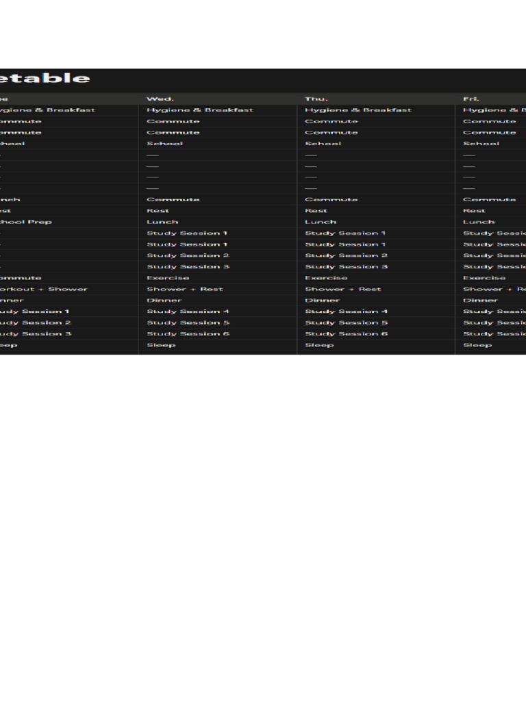 Timetable | PDF
