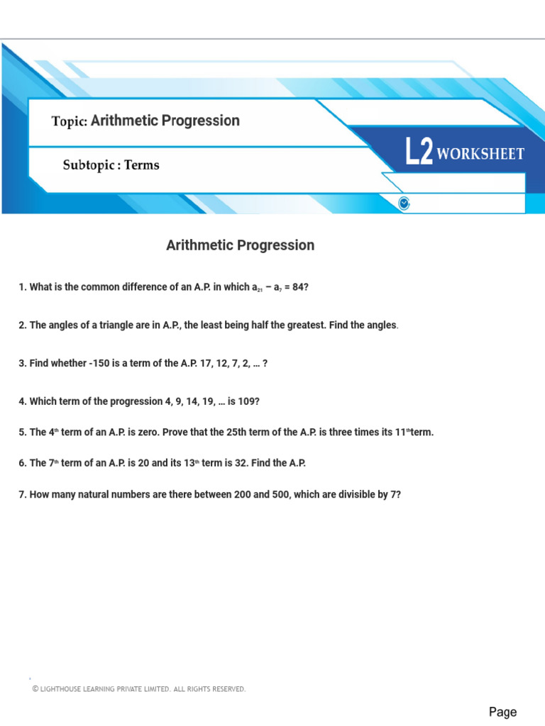 Arithmetic Progression Problems Explained | PDF