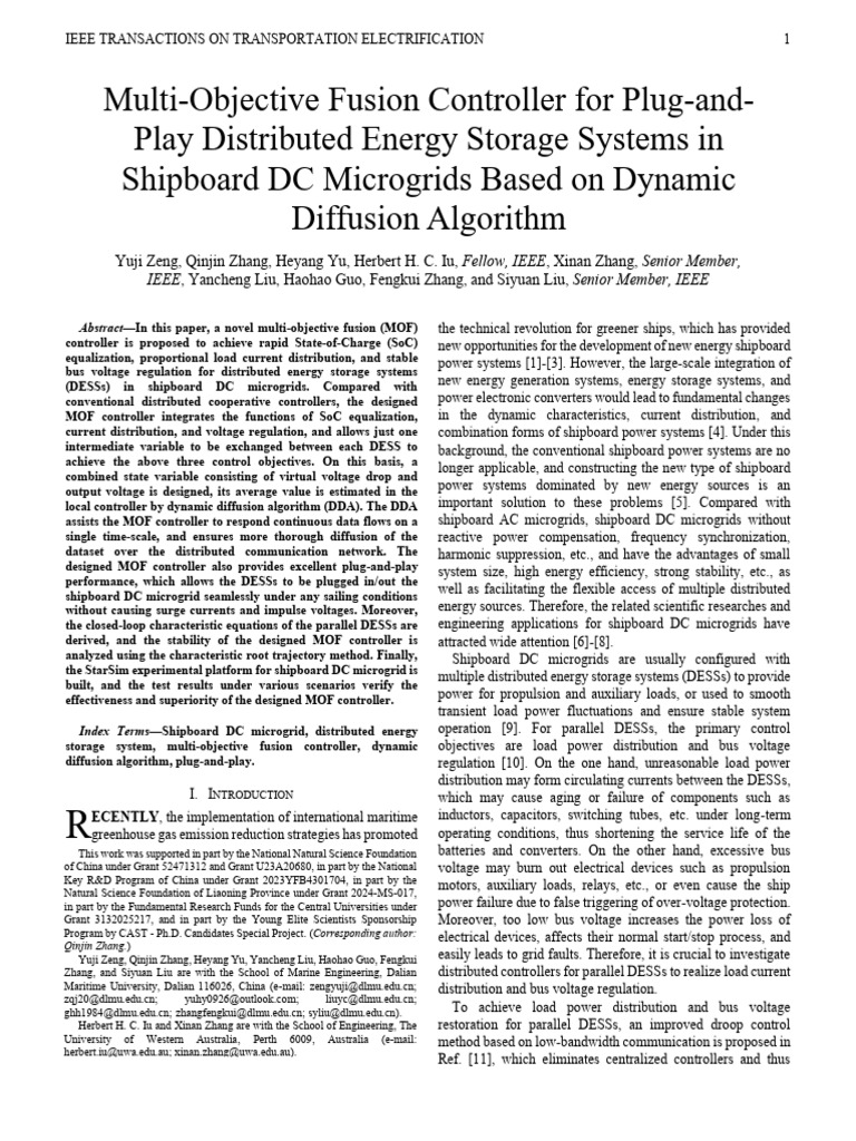 Multi-Objective Fusion Controller For Plug-And-Play Distributed Energy ...