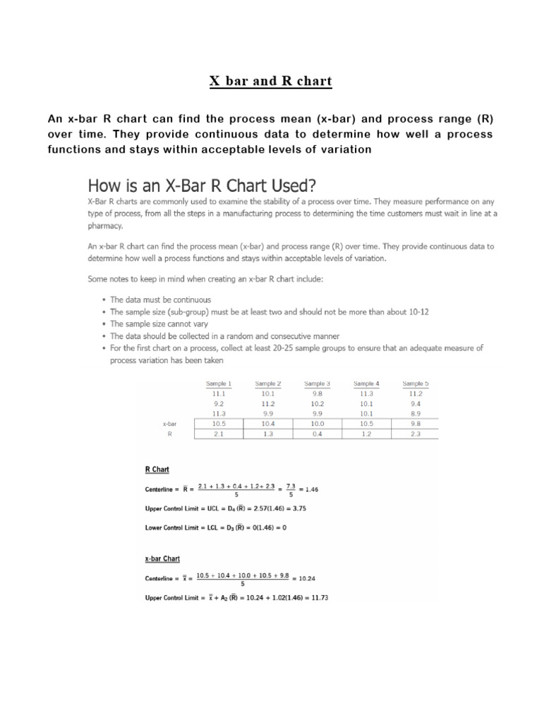 X Bar Chart and R Chart | PDF