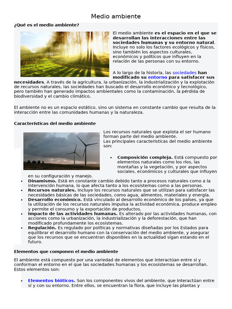 Importancia y cuidado del medio ambiente | PDF | Entorno natural ...