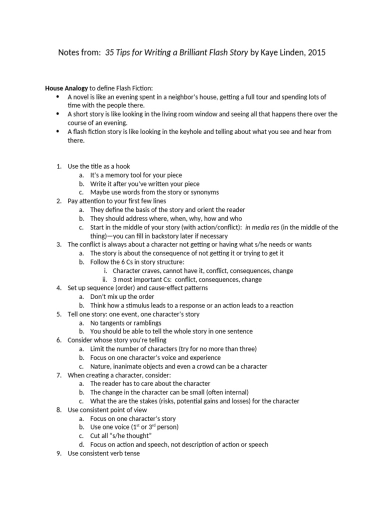 35 Tips For Writing A Brilliantflash Story | PDF | Linguistics | Grammar