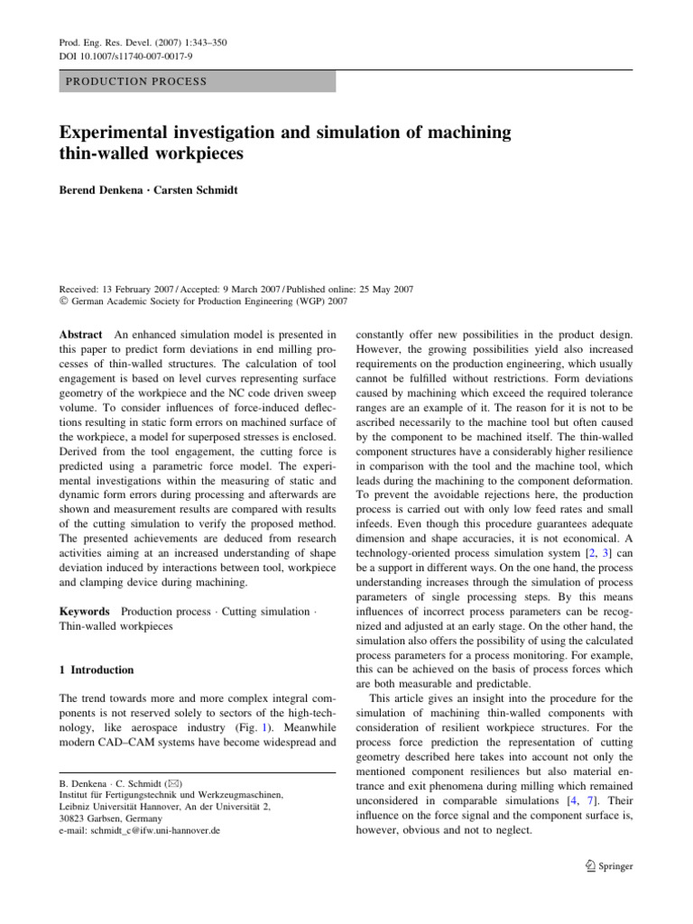 Machining Simulation of Thin-Walled Parts | PDF | Machining | Force