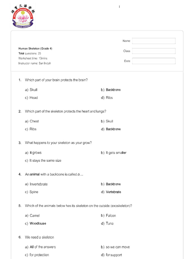 Daily Test Science Primary 4 | PDF