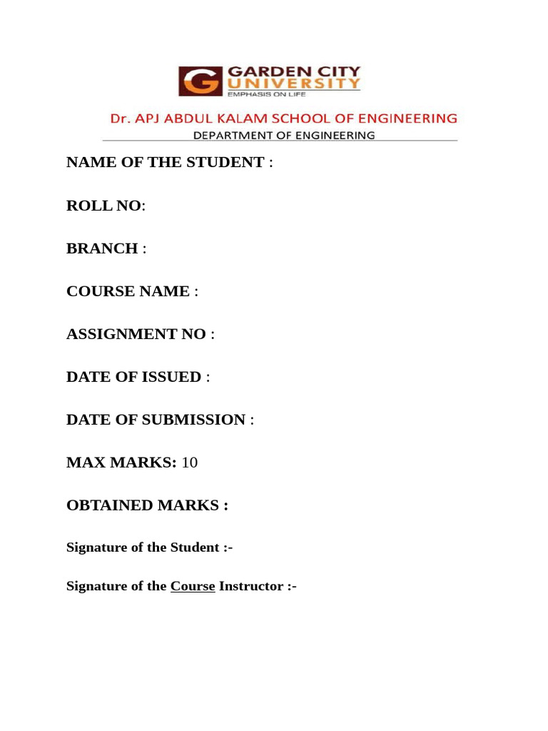 Co Assignment Front Page | PDF