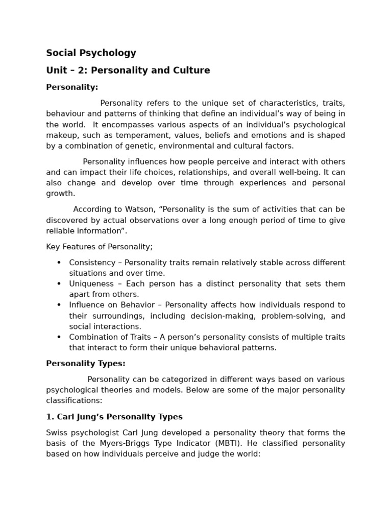 Social Psychology Unit - 2 | PDF | Extraversion And Introversion ...